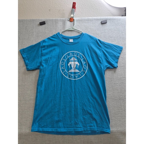 Gildan Other - Gildan Arms of Laos T Shirt Mens Large Blue Graphic Cotton Crew Neck Streetwear